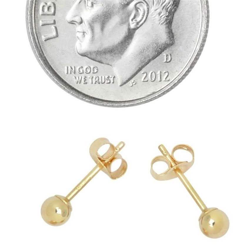 Solid 14K Gold Ball Studs - Assorted Sizes To Elevate Your Style