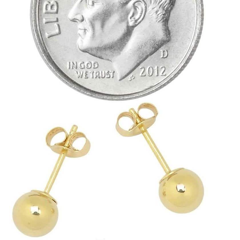 Solid 14K Gold Ball Studs - Assorted Sizes To Elevate Your Style