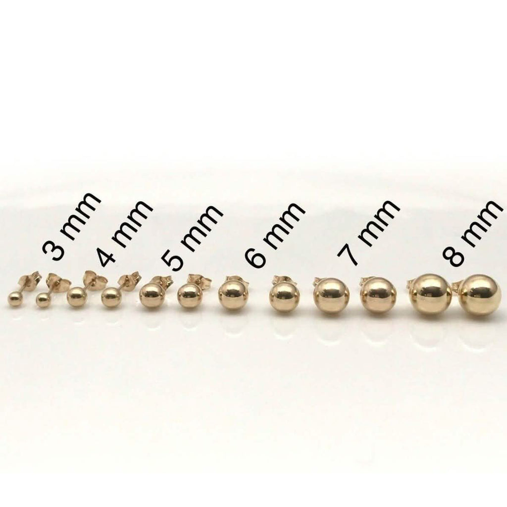 Solid 14K Gold Ball Studs - Assorted Sizes To Elevate Your Style