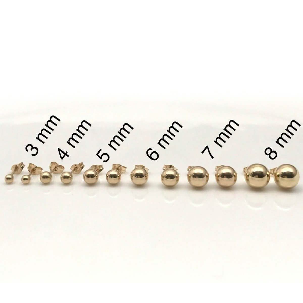 Solid 14K Gold Ball Studs - Assorted Sizes To Elevate Your Style